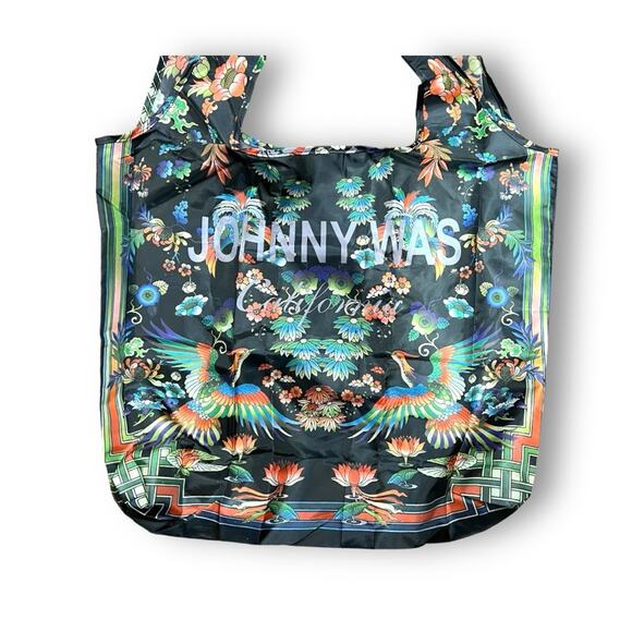 JOHNNY WAS Cruise Travel Beach Pool Floral Print Foldable Nylon Bag 5x5” NWOT - Picture 11 of 16